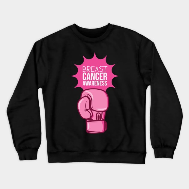 Boxing Glove Breast Cancer Awareness Crewneck Sweatshirt by kimmieshops